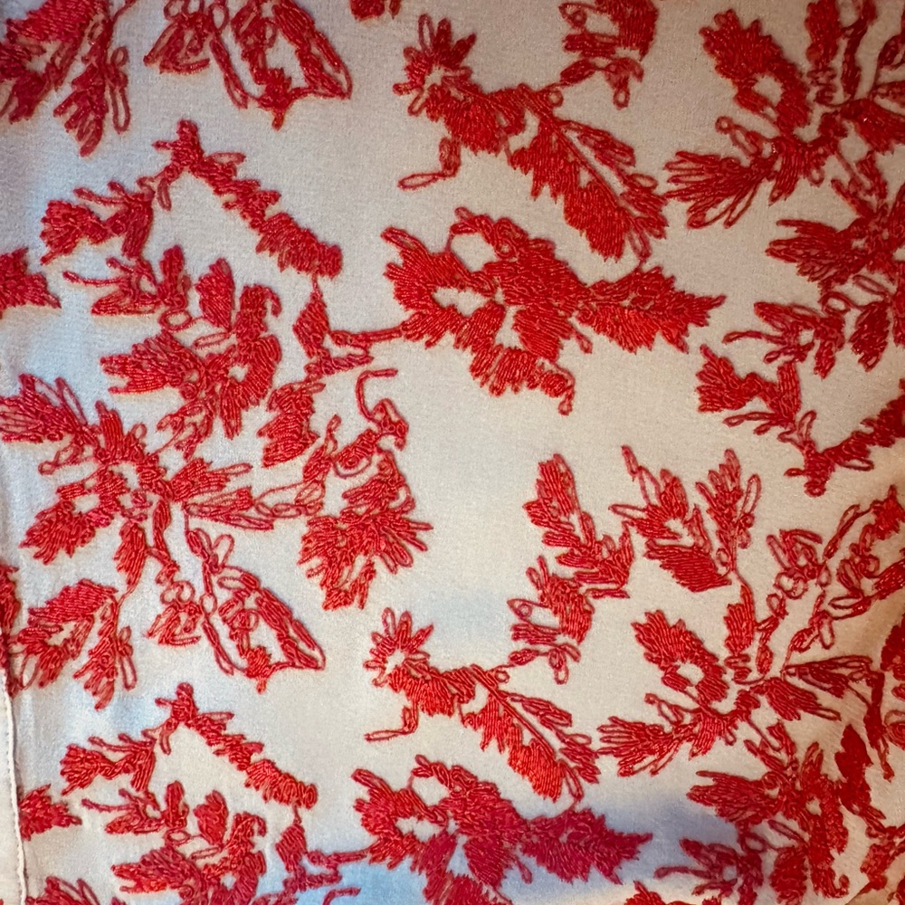 LaPerla Red & cream Floral Embroidered Women's Top made in Italy vnt 90’s - Picture 7 of 11